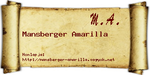 Mansberger Amarilla névjegykártya